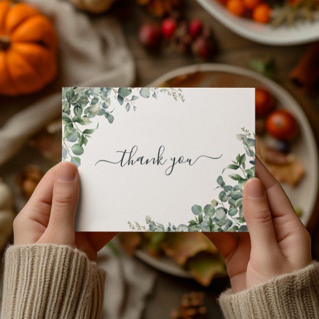 Watercolor Eucalyptus Baby Shower Thank You Postcard (Watercolor Eucalyptus Bridal Shower Thank You Postcard)