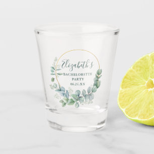 Watercolor Eucalyptus Bachelorette Party Green Shot Glass