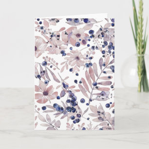 Watercolor Eucalyptus Blueberry Botanical Art Love Card