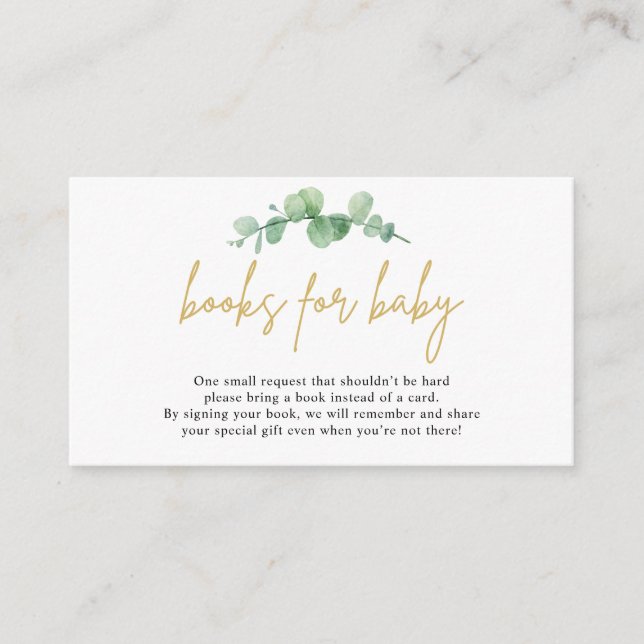 Watercolor Eucalyptus Books For Baby Insert Card (Front)