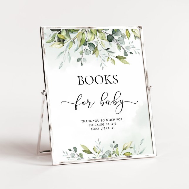 Watercolor eucalyptus books for baby poster (Creator Uploaded)