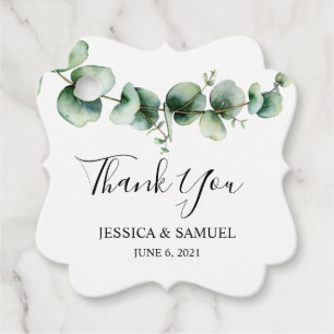 Watercolor Eucalyptus Botanical Greenery Wedding Favour Tags