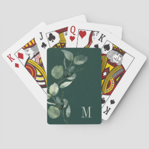 Watercolor Eucalyptus Botanical Monogram Playing Cards