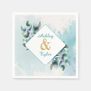 Watercolor Eucalyptus Botanical Wedding   Napkin