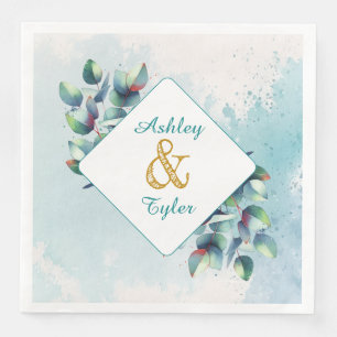 Watercolor Eucalyptus Botanical Wedding Napkin
