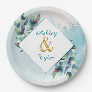 Watercolor Eucalyptus Botanical Wedding Paper Plate
