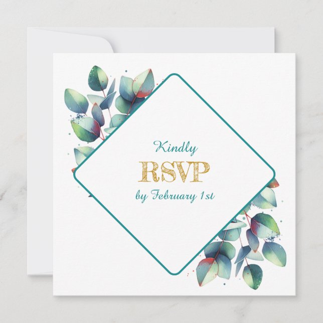 Watercolor Eucalyptus Botanical Wedding RSVP Invitation (Front)