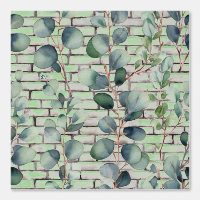 Watercolor Eucalyptus Branch Brick Leaf Sage Green