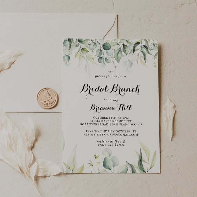 Watercolor Eucalyptus Bridal Brunch Bridal Shower  Invitation (Creator Uploaded)