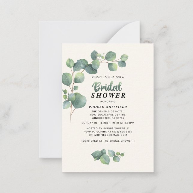 Watercolor Eucalyptus Bridal Shower Card (Front)