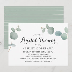Watercolor Eucalyptus Bridal Shower Invitation