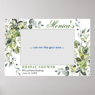 Watercolor Eucalyptus Bridal Shower Photo Frame Poster