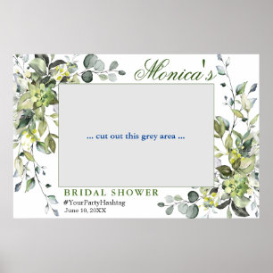 Watercolor Eucalyptus Bridal Shower Photo Frame Poster