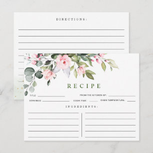 Watercolor Eucalyptus Bridal Shower Recipe Card