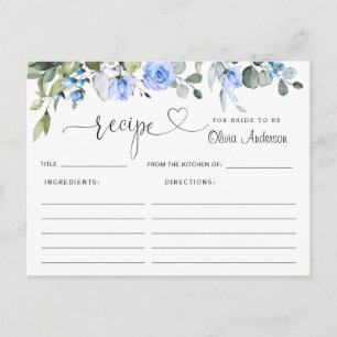 Watercolor Eucalyptus Bridal Shower Recipe Card