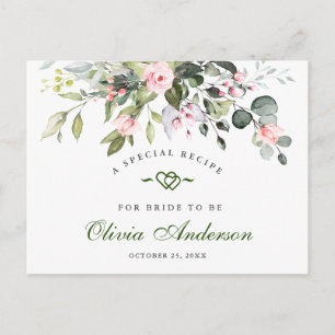 Watercolor Eucalyptus Bridal Shower Recipe Card