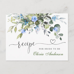 Watercolor Eucalyptus Bridal Shower Recipe Card