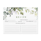 Watercolor Eucalyptus Bridal Shower Recipe Card