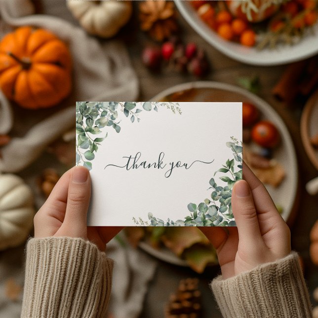 Watercolor Eucalyptus Bridal Shower Thank You Postcard (Watercolor Eucalyptus Bridal Shower Thank You Postcard)