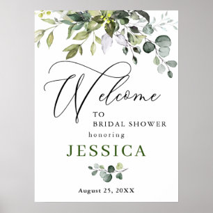Watercolor Eucalyptus Bridal Shower Welcome Sign