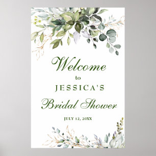 Watercolor Eucalyptus Bridal Shower Welcome Sign