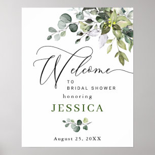 Watercolor Eucalyptus Bridal Shower Welcome Sign