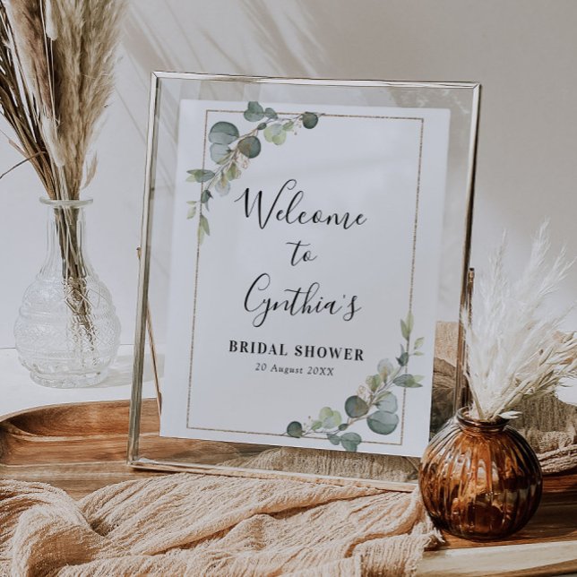 watercolor eucalyptus bridal shower welcome sign (Creator Uploaded)