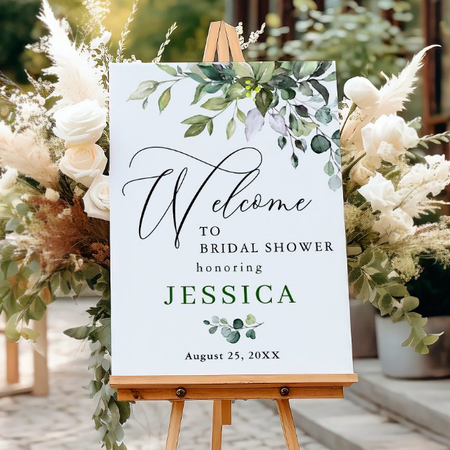 Watercolor Eucalyptus Bridal Shower Welcome Sign (Creator Uploaded)