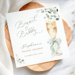 Watercolor Eucalyptus Champagne Bridal Shower Napkin<br><div class="desc">Celebrate the bride-to-be with these elegant "Brunch & Bubbly" paper napkins,  perfect for a sophisticated bridal shower. Featuring a delicate watercolor illustration of a champagne flute adorned with a soft sage green bow,  surrounded by lush eucalyptus greenery.</div>