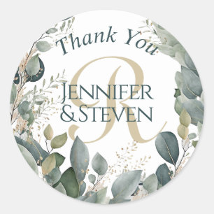 Watercolor Eucalyptus Classic Round Sticker
