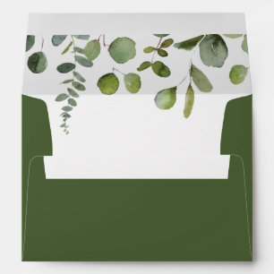 Watercolor Eucalyptus  Custom Return Address Green Envelope
