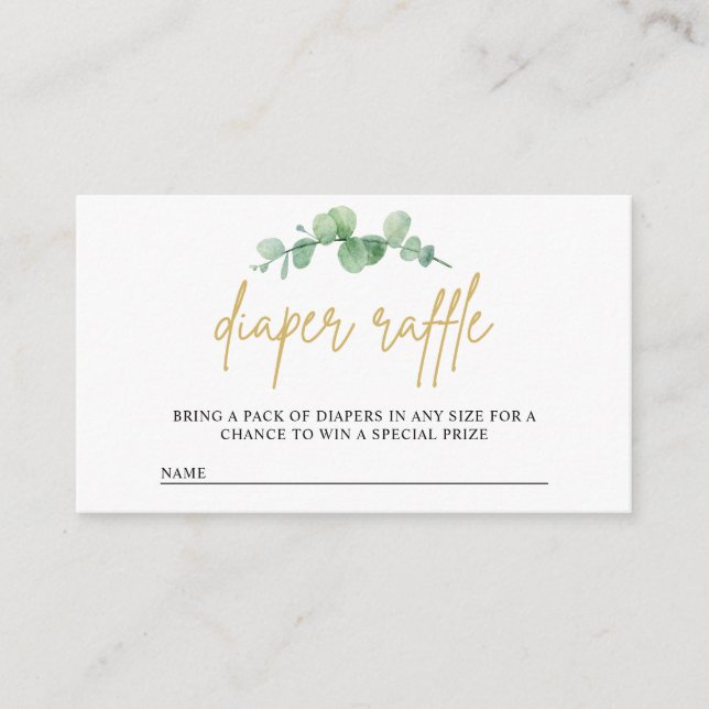 Watercolor Eucalyptus Diaper Raffle Insert Card (Front)