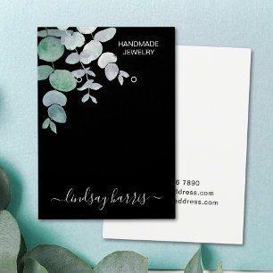 Watercolor Eucalyptus Earrings Black Display Card