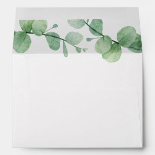 Watercolor eucalyptus. Elegant greenery wedding Envelope