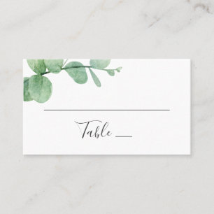 Watercolor eucalyptus. Elegant greenery wedding Place Card