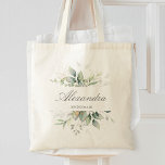 Watercolor Eucalyptus Elegant Wedding Bridesmaid Tote Bag<br><div class="desc">Beautiful personalized bridesmaid tote bag featuring watercolor eucalyptus and gold leaves.</div>