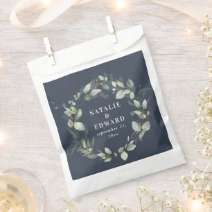 Watercolor eucalyptus elegant wedding party favour bag
