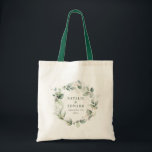 Watercolor eucalyptus elegant wedding party favour tote bag<br><div class="desc">Watercolor eucalyptus elegant green wedding party favour cookies. Part of a complete wedding suite</div>