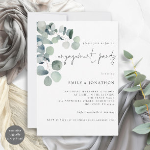 Watercolor Eucalyptus Engagement Invite