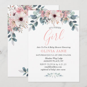 Watercolor Eucalyptus Floral Baby Shower  Invitation
