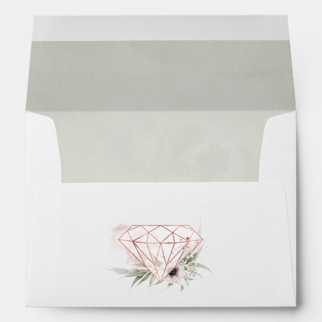 Watercolor Eucalyptus Floral Geometric Diamond Envelope (Back (Bottom))