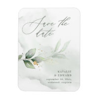 Watercolor eucalyptus foliage gold wedding