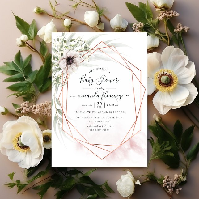 Watercolor Eucalyptus Geometric Baby Shower Invitation (Creator Uploaded)