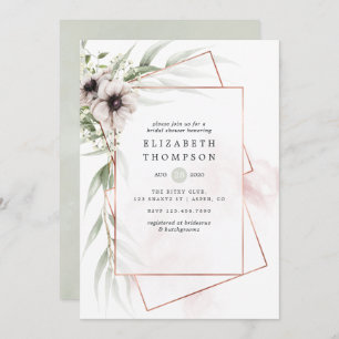 Watercolor Eucalyptus Geometric Bridal Shower Invitation