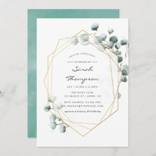 Watercolor Eucalyptus Geometric Bridal Shower Invitation