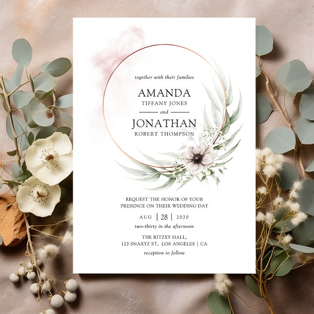 Watercolor Eucalyptus Geometric Wedding Invitation (Creator Uploaded)