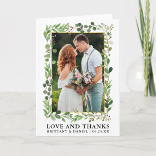 Watercolor Eucalyptus Gold Love Thanks Folded Thank You Card