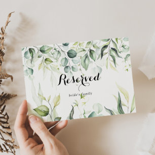Watercolor Eucalyptus Green Wedding Reserved Sign