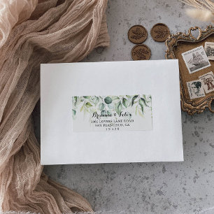 Watercolor Eucalyptus Green Wedding RSVP Address  Label