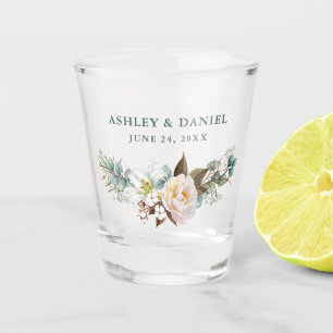 Watercolor Eucalyptus Green Wedding Shot Glass